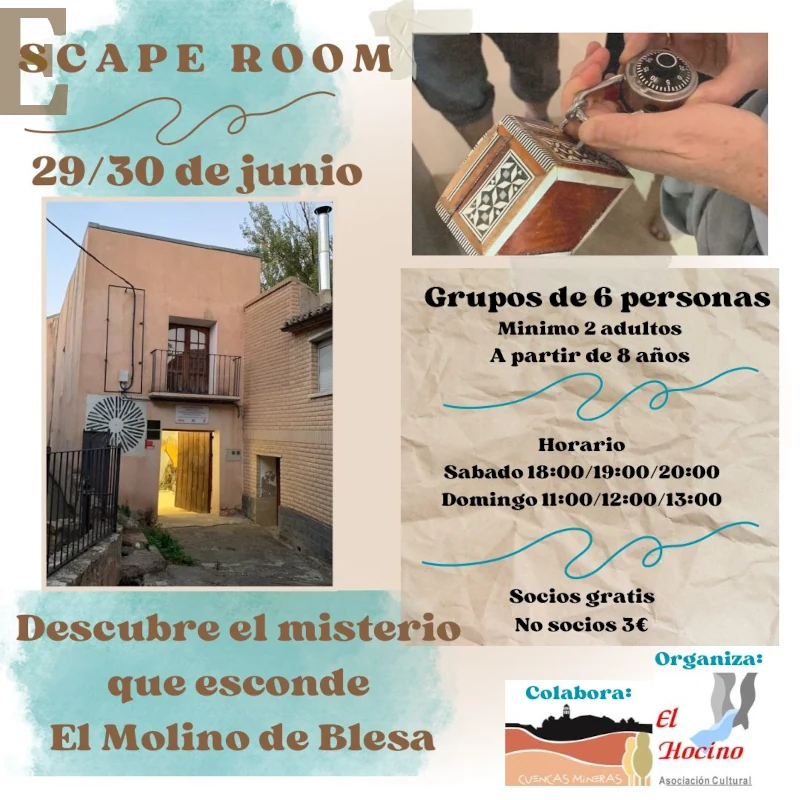 Escape room en el molino Bajo de Blesa 23 y 30 de junio de 2024.